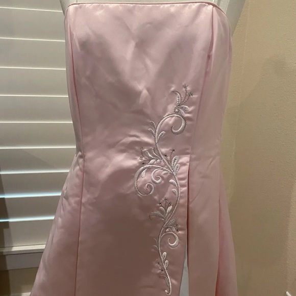 NWT Fiesta Formal Prom Evening Gown Dress Pink Beads Strapless Large - Picture 2 of 10